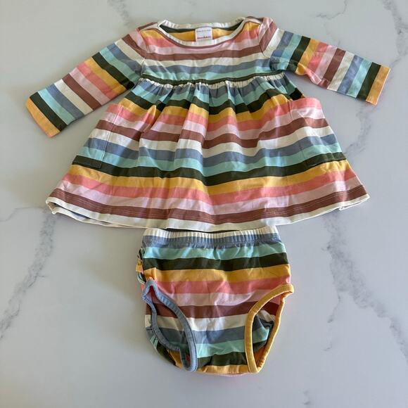 Hanna Anderson Multicolor Striped Dress & Bloomer Size 12-18 Month - Picture 1 of 9